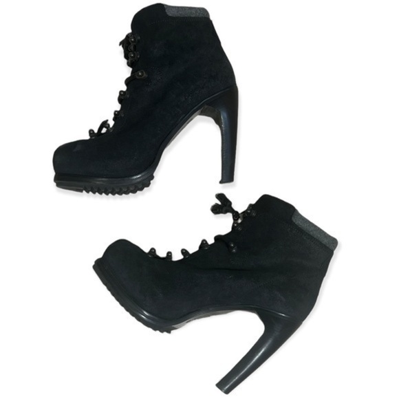 Rag & Bone Black suede lace up high heel platform mallory boots size 8 - Picture 6 of 17